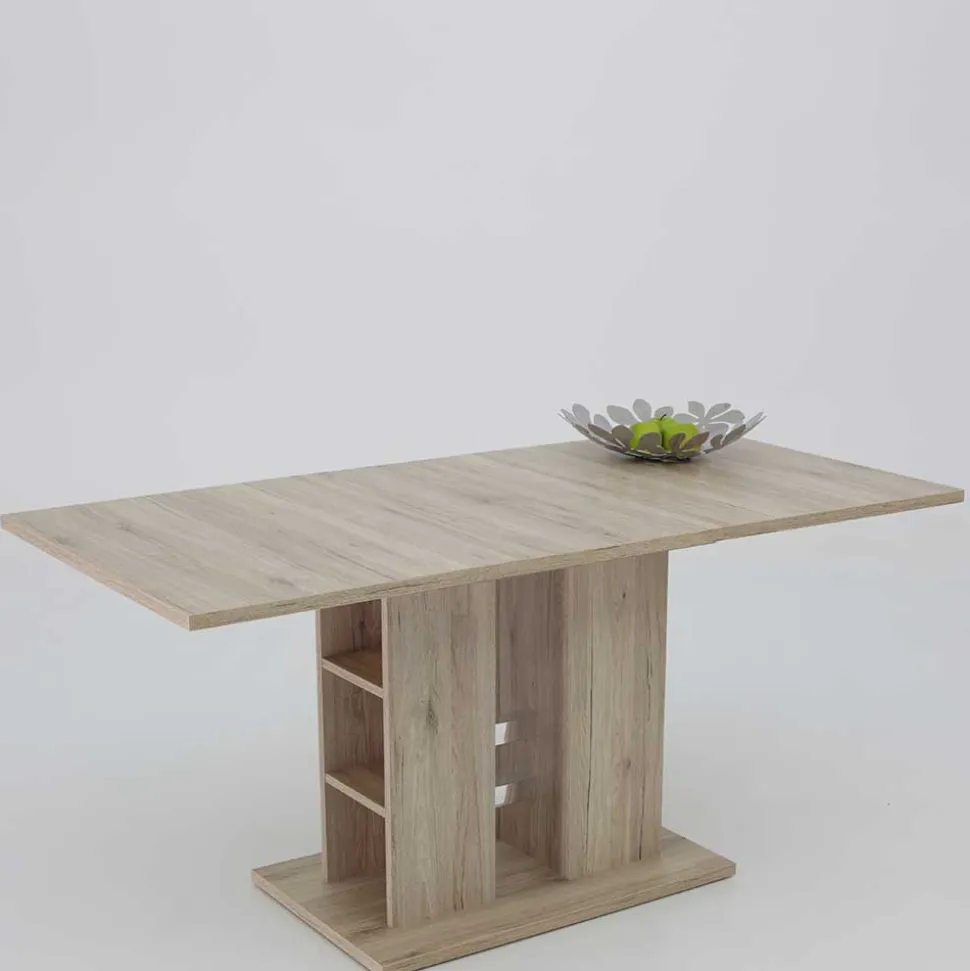 Ausziehbarer Esstisch mit Säulengestell Regal - Casbella