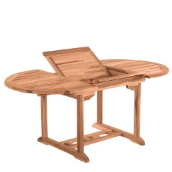 Ausziehbarer Teakholz Gartentisch rund oval - Klahuma