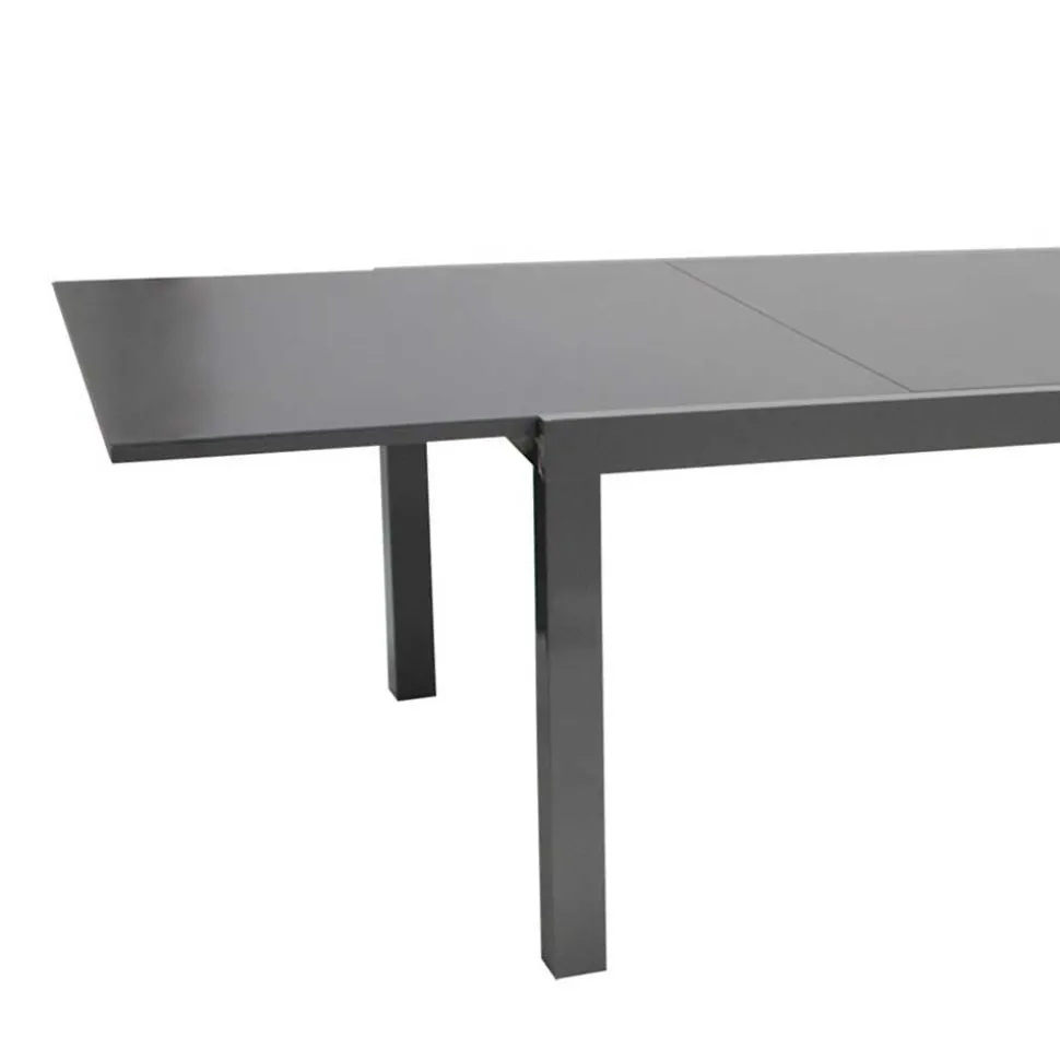 Ausziehbarer Tisch für Garten Bennus mit Glasplatte Grau