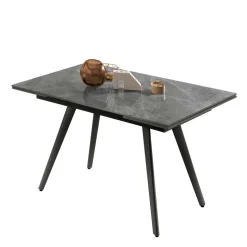 Ausziehbarer Tisch in Hellgrau Marmoroptik - Beluah