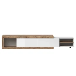 Ausziehbares TV Lowboard in Weiß Hochglanz - Milvara