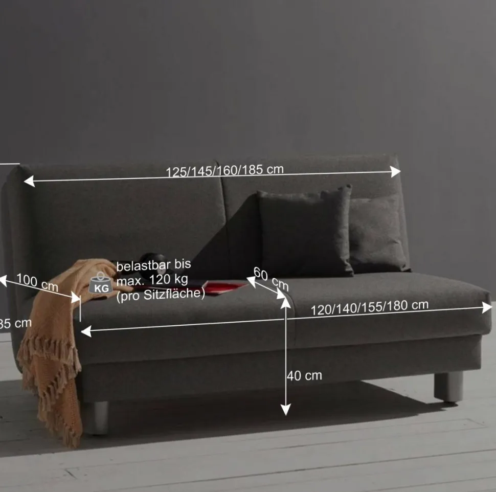 Ausziehsofa in Petrol Flachgewebe - Laberto