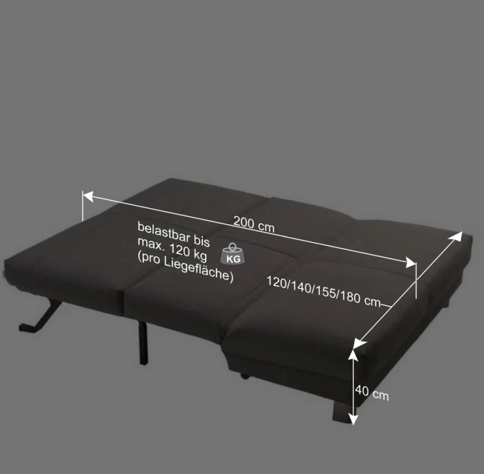 Ausziehsofa in Petrol Flachgewebe - Laberto