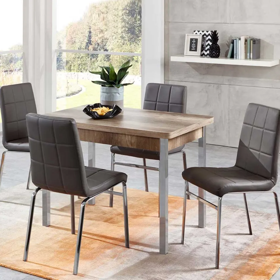 Ausziehtisch & Stuhl Set Sisela in Eiche Sonoma (fünfteilig)