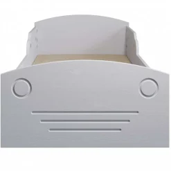 Autobett mit Bettkasten in Weiß und Kiefer - Vision