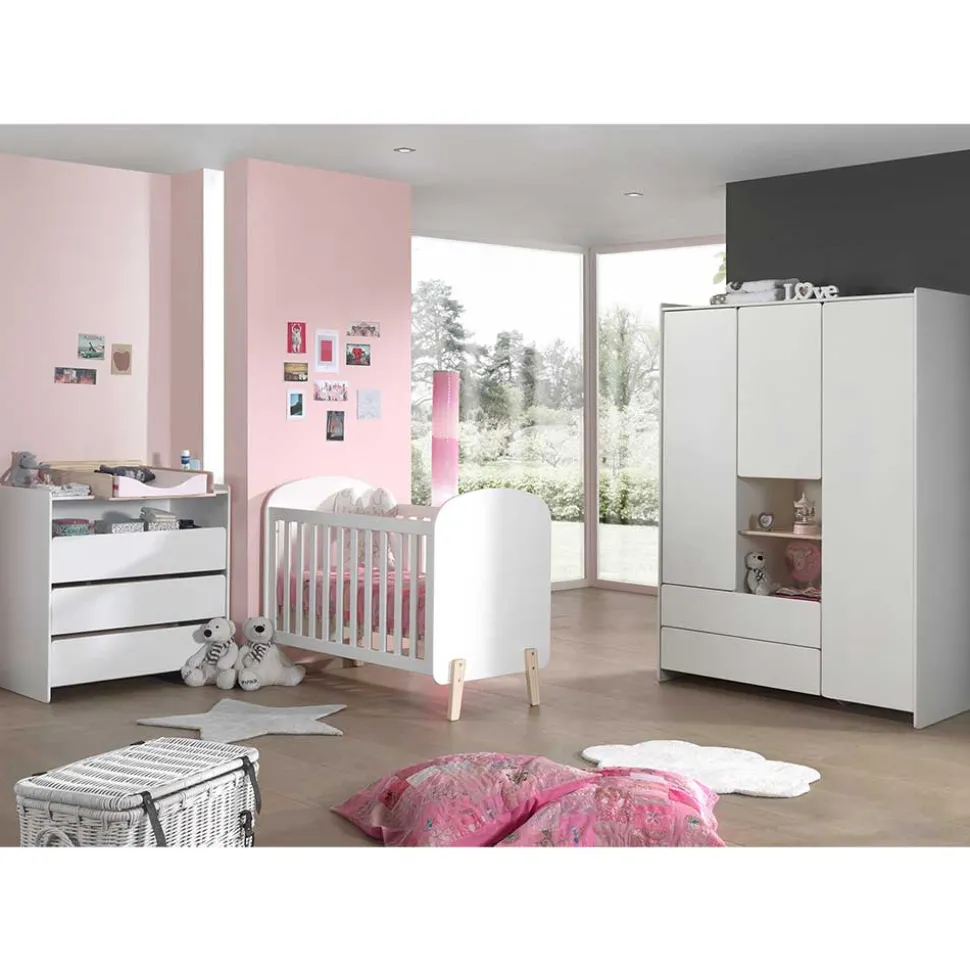 Babybett & Wickelkommode & Kleiderschrank - Mauricia (dreiteilig)