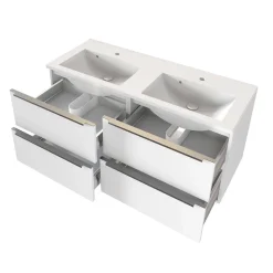 Bad 2 Becken Waschtisch in Weiß - Livendas