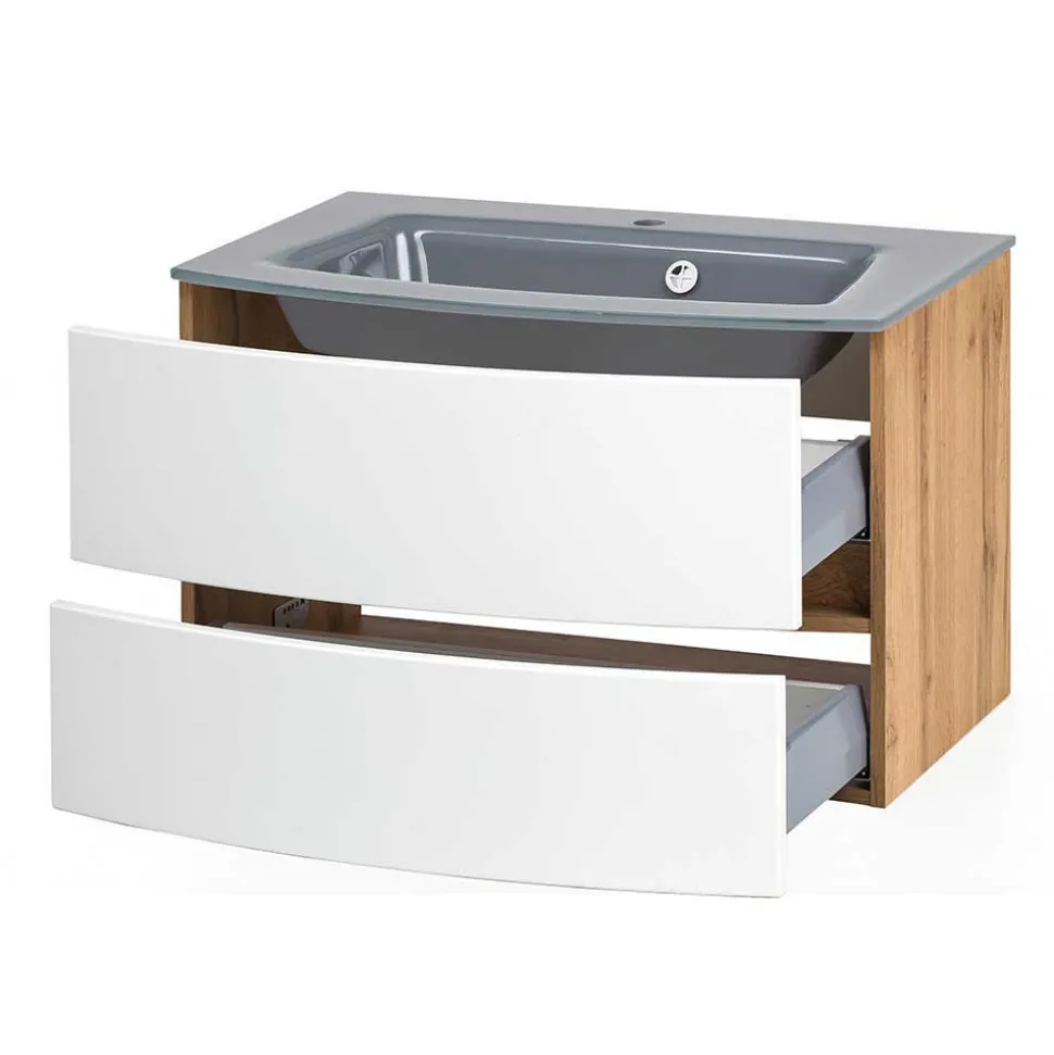 Bad Einrichtung Möbel in Weiß & Wildeiche - Neuvana (vierteilig)