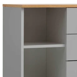 Bad Highboard in Platingrau und Eiche - Nienzo
