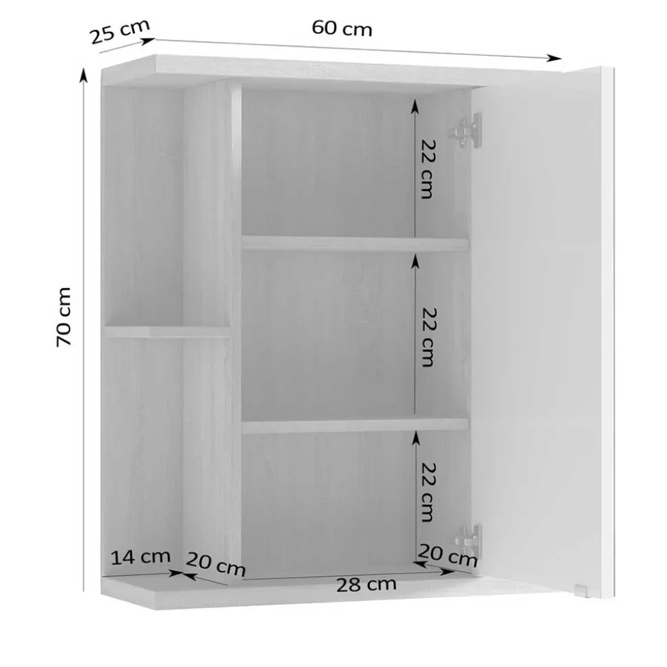 Bad Hängeschrank mit Spiegeltür - Asutria