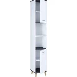 Bad Hochschrank in Weiß und Anthrazit - Rondja