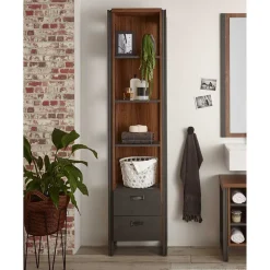 Bad Hochschrank Regal - 4 Fächer & 2 Schubladen - Forawas