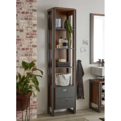 Bad Hochschrank Regal - 4 Fächer & 2 Schubladen - Forawas