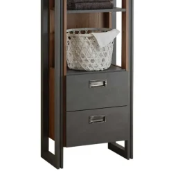 Bad Hochschrank Regal - 4 Fächer & 2 Schubladen - Forawas