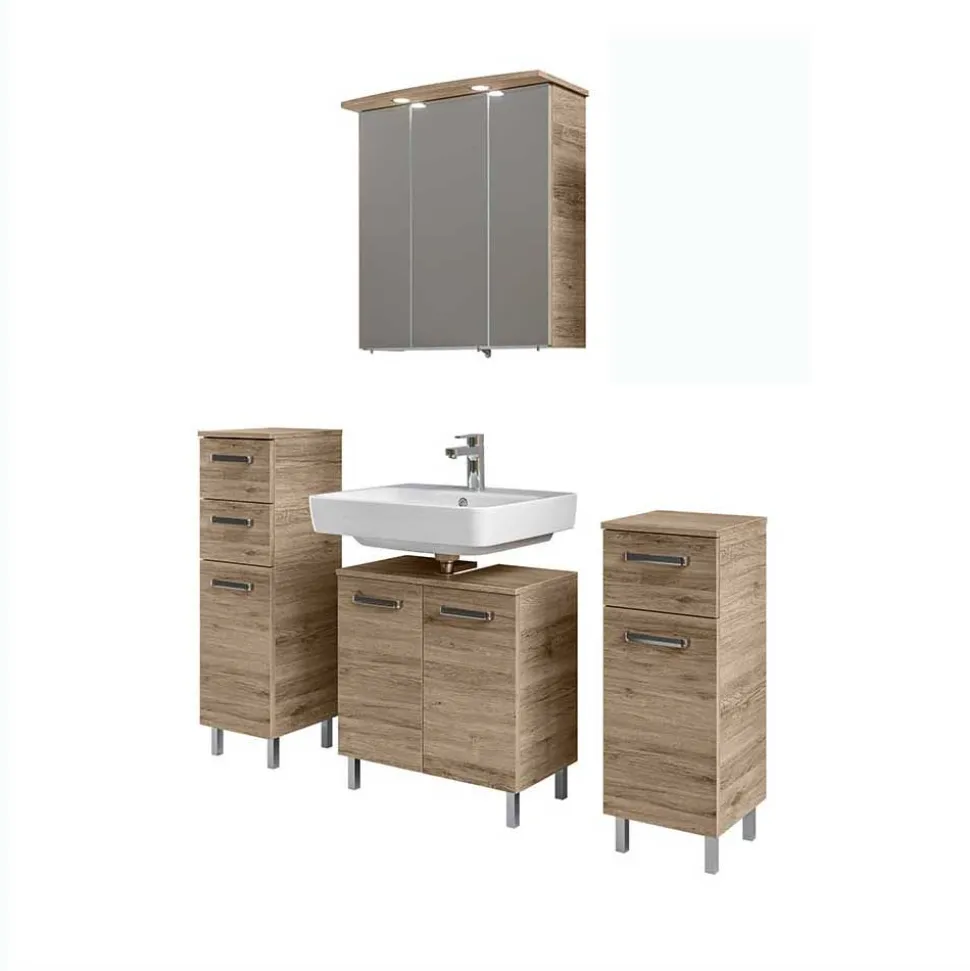 Bad Kompletteinrichtung in Holzoptik - Lemi (vierteilig)