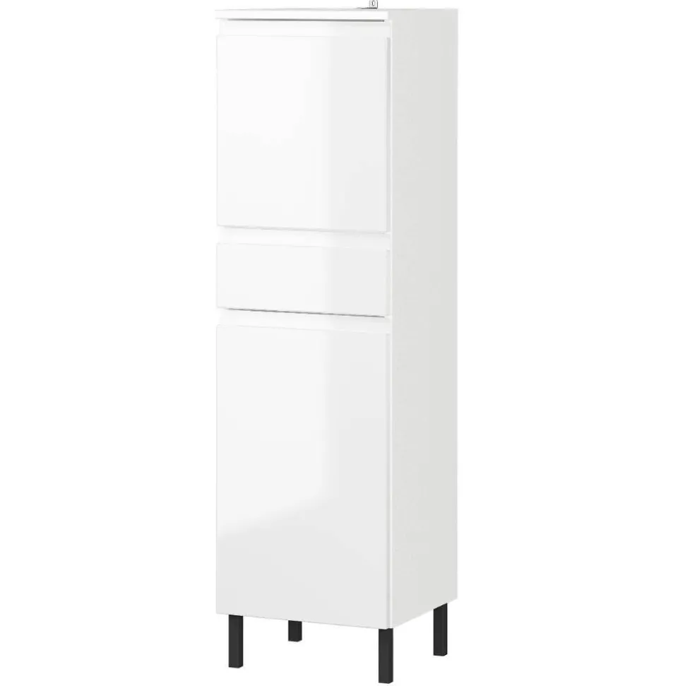 Bad Midischrank in Weiß Hochglanz - Loeesa