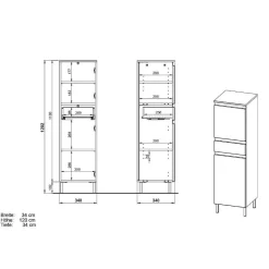 Bad Midischrank in Weiß Hochglanz - Loeesa