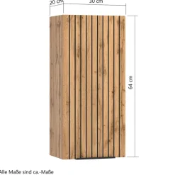 Bad Oberschrank in Wildeiche mit Schwarz - Crystoga