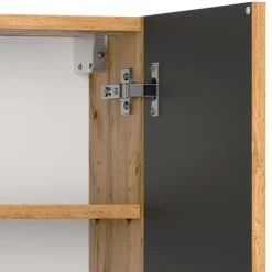 Bad Oberschrank in Wildeiche mit Schwarz - Crystoga