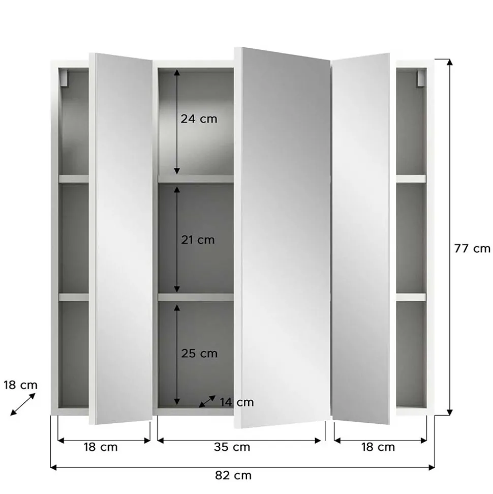Bad Oberschrank mit Spiegeltüren 3-türig - Vitablos