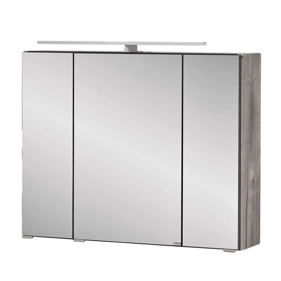 Bad Spiegelschrank 3D in Eiche Grau Holzoptik - Svegaria