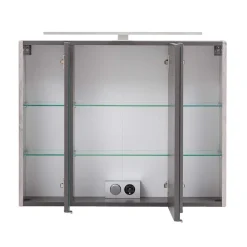 Bad Spiegelschrank 3D in Eiche Grau Holzoptik - Svegaria