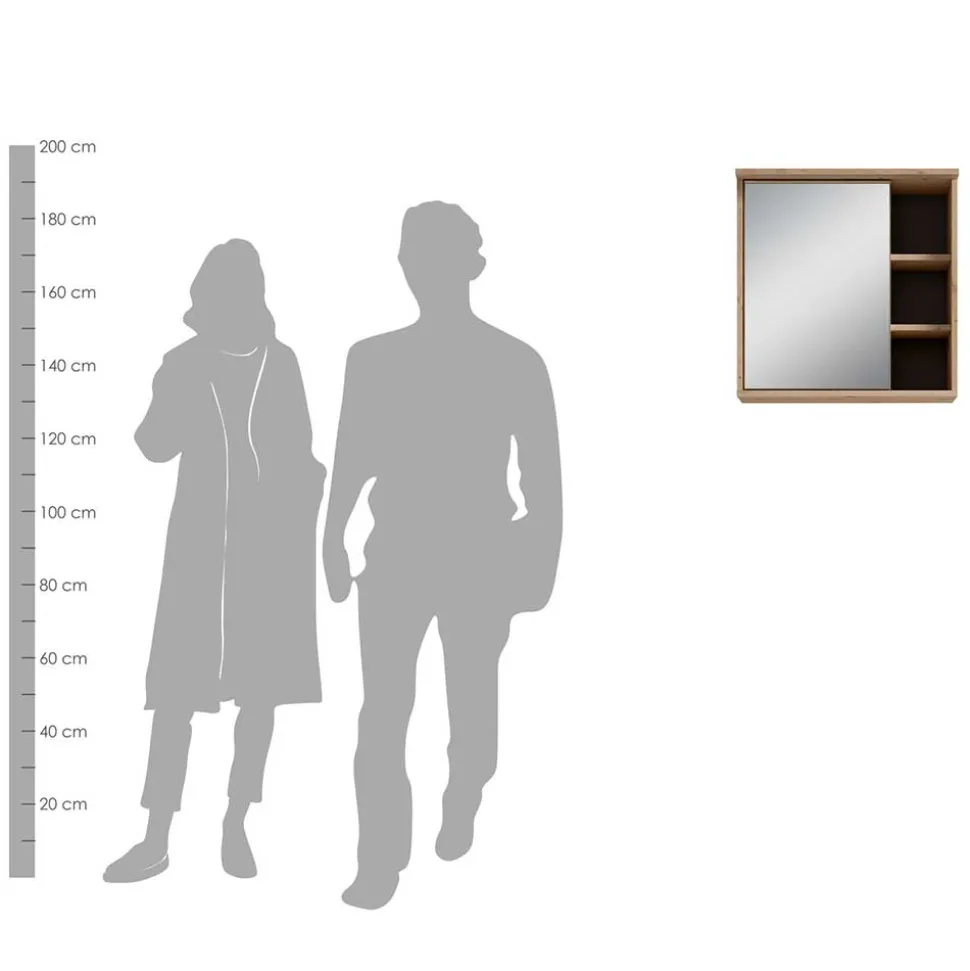 Bad Spiegeltür-Hängeschrank mit 3 Fächern - Eleore