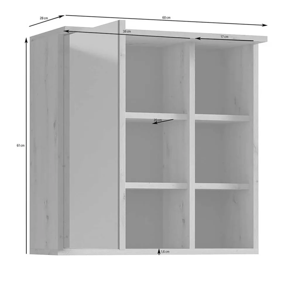 Bad Spiegeltür-Hängeschrank mit 3 Fächern - Eleore