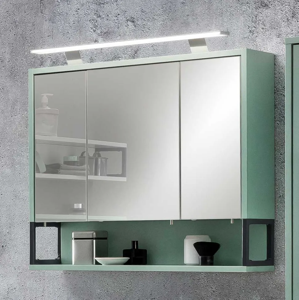 Bad 3-türiger Spiegelschrank in Mint Grün - Esdrus