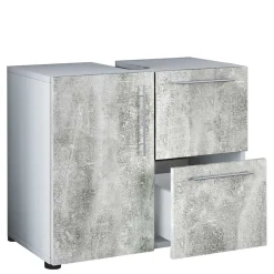 Bad Unterbeckenschrank in Betonoptik & Weiß - Cinesio