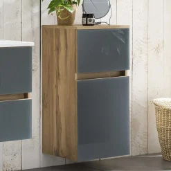 Bad Unterschrank in Grau Glas & Wildeiche - Anviletca