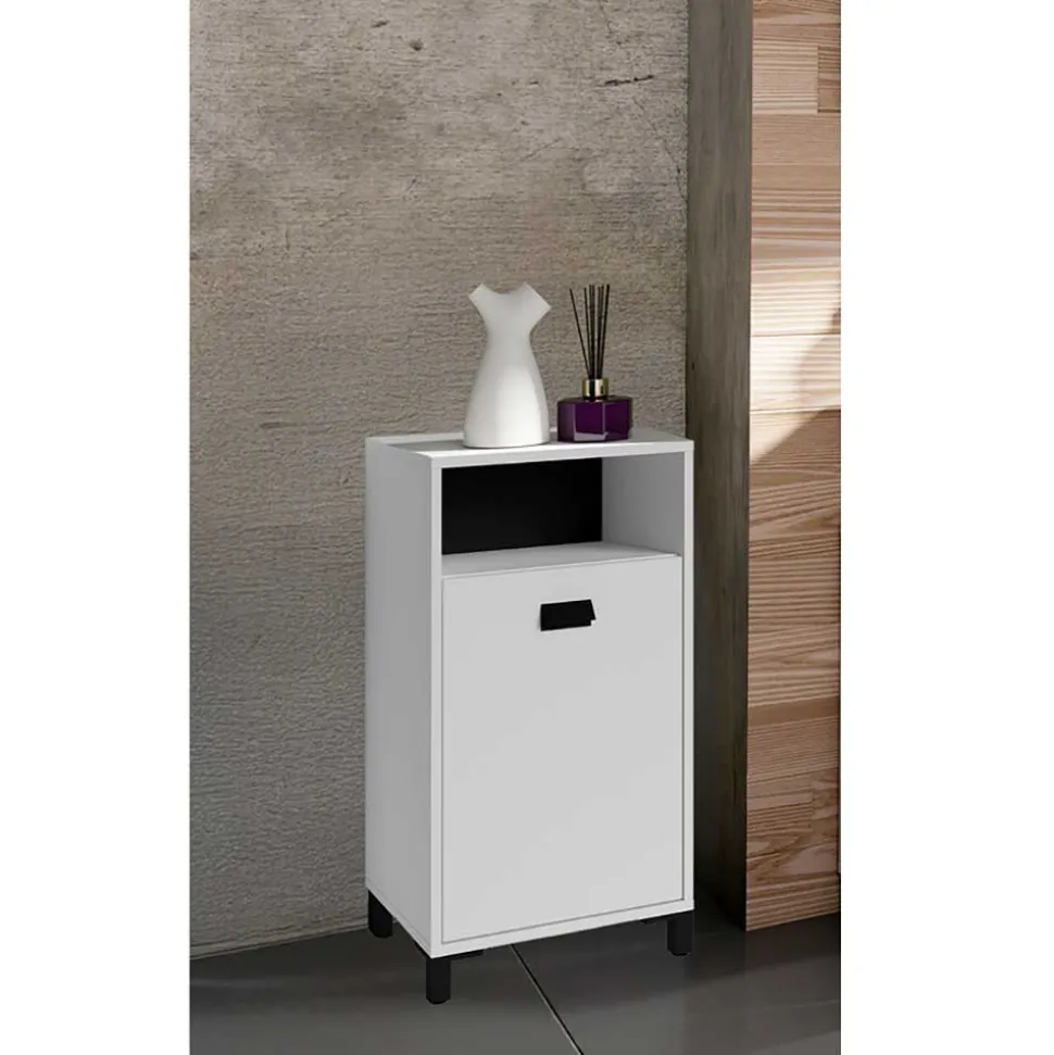 Bad Unterschrank in Weiß mit Schwarz - Envaton