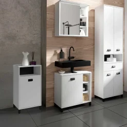 Bad Unterschrank in Weiß mit Schwarz - Envaton