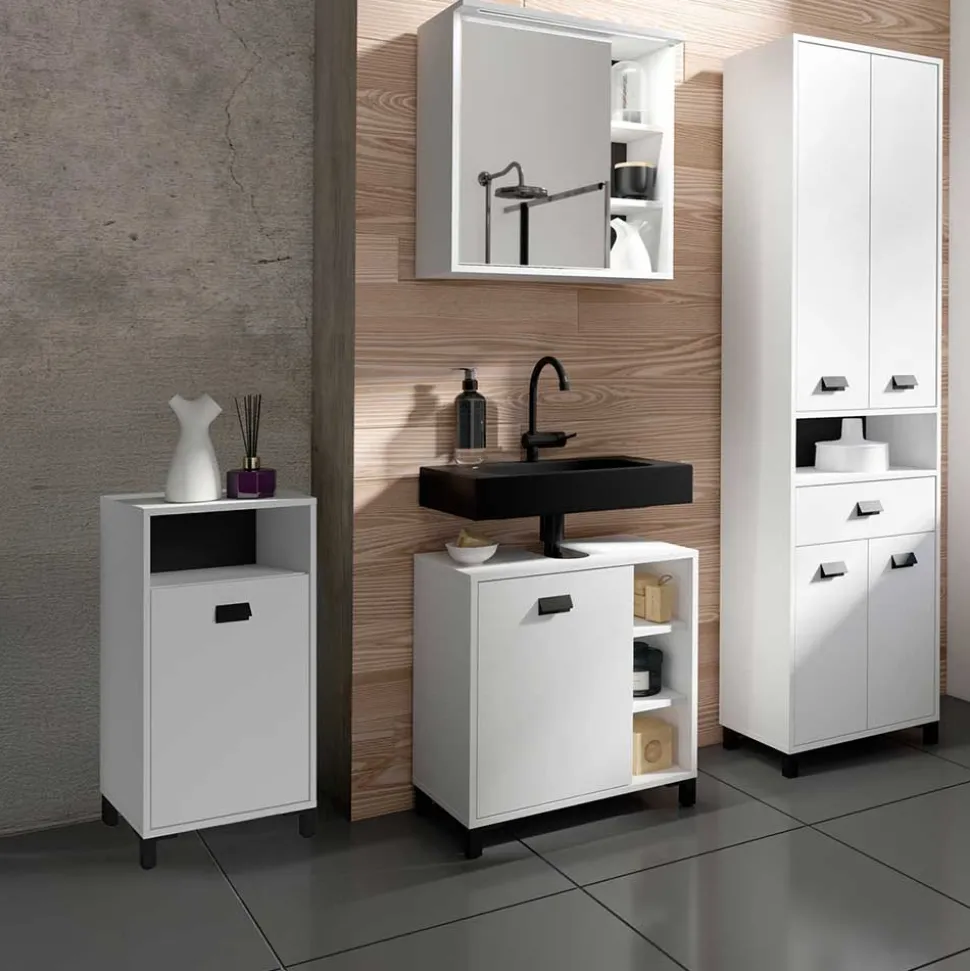 Bad Unterschrank in Weiß mit Schwarz - Envaton