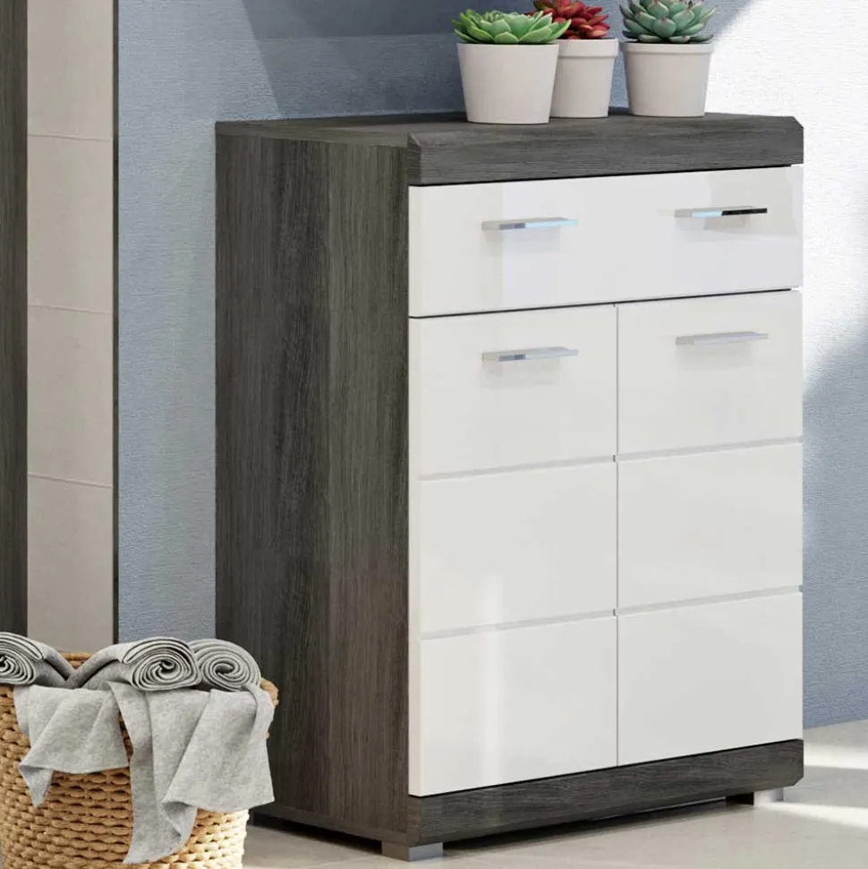 Bad Vertiko in Weiß Hochglanz & Grau - Nancys