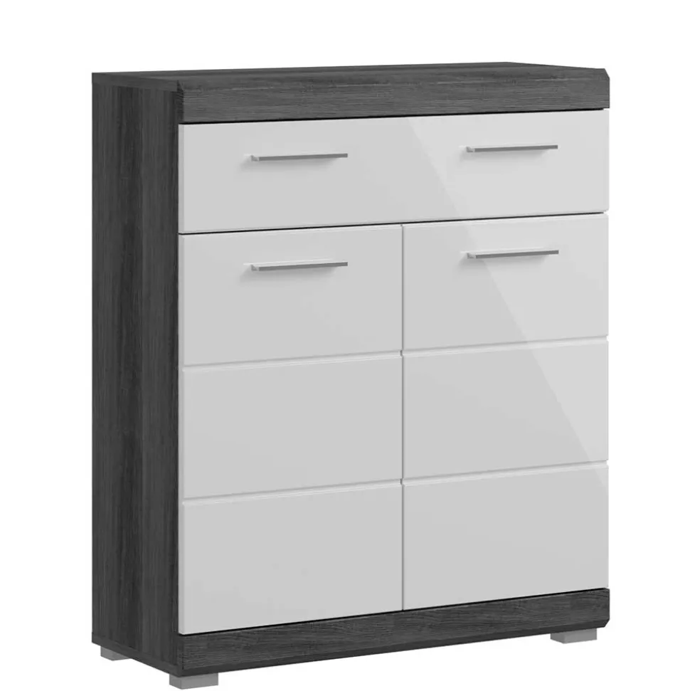 Bad Vertiko in Weiß Hochglanz & Grau - Nancys