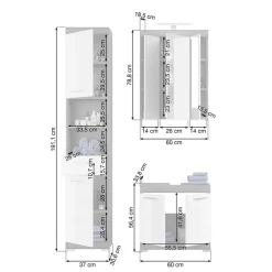 Bad Waschplatz & Highboard & Hochschrank - Nancys (vierteilig)