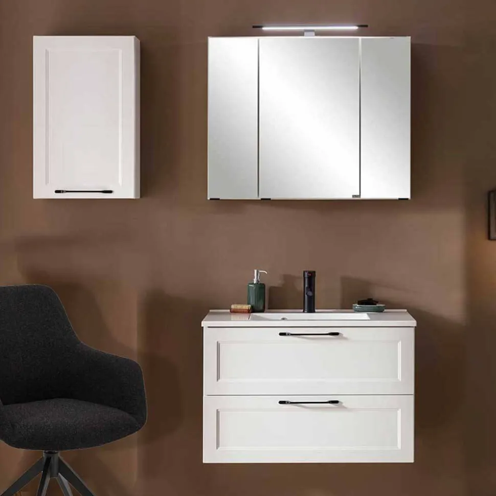 Bad Waschplatz Einrichtung in Weiß - Gyatso (dreiteilig)