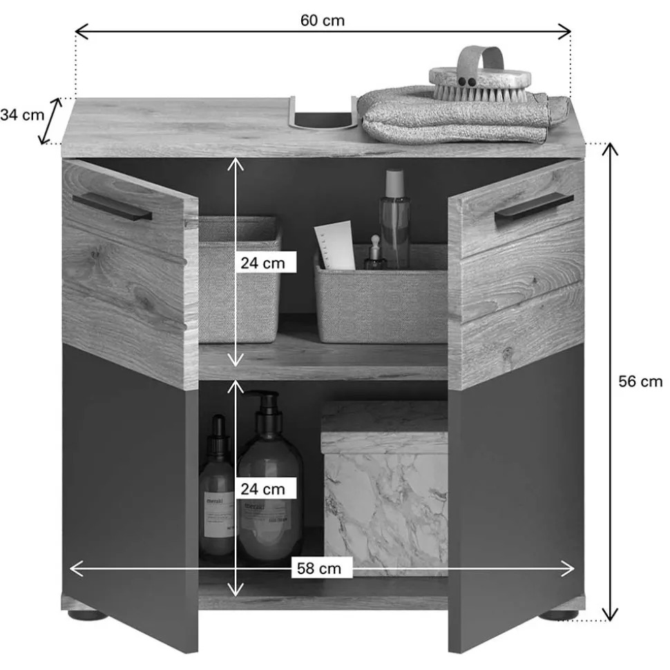 Bad Waschplatz mit Hochschrank Set - Depart (dreiteilig)