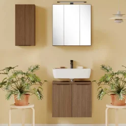 Bad Waschplatz und Oberschrank Möbelset - Ucaida (dreiteilig)