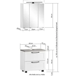 Bad Waschplatzmöbel und Oberschrank - Novelya (dreiteilig)