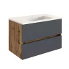 Bad Waschtisch mit Becken in Grau & Holz Optik - Athrin