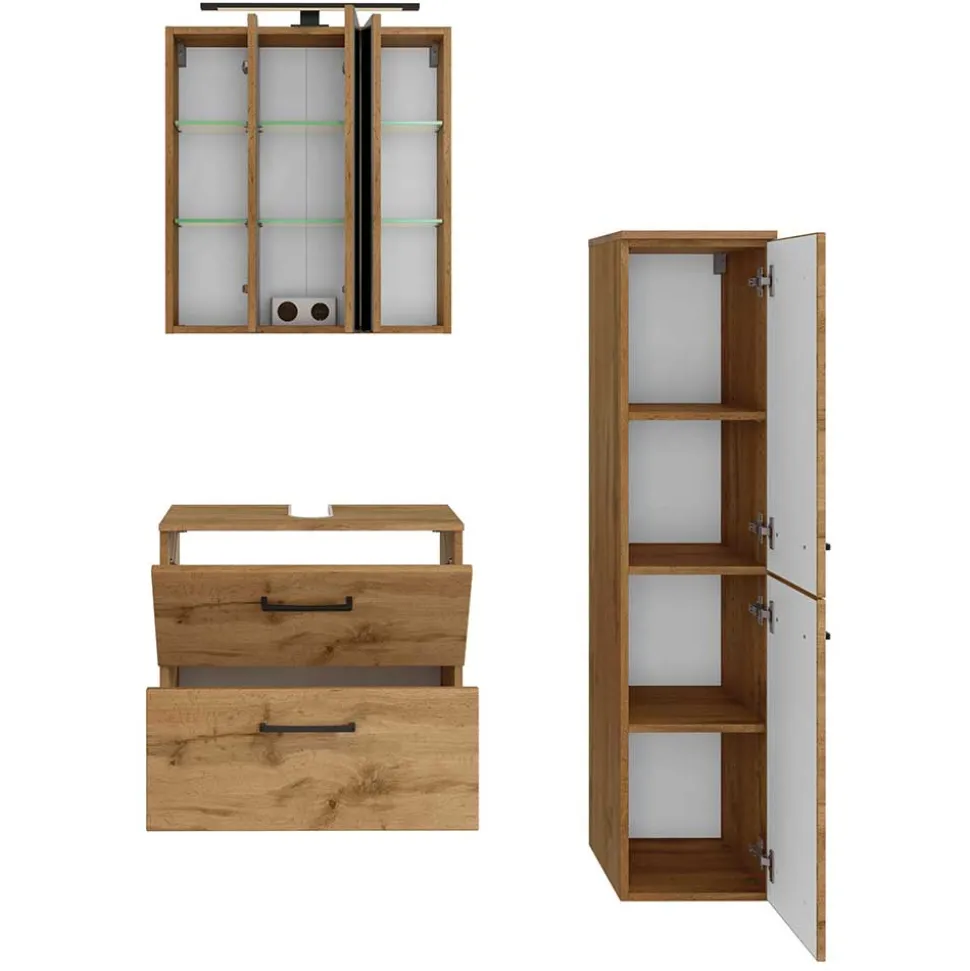 Badausstattung in Wildeiche Optik - Arazony (dreiteilig)