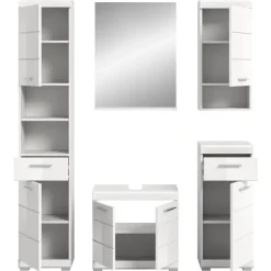 Badblock Möbelset in Weiß - Henriette (fünfteilig)