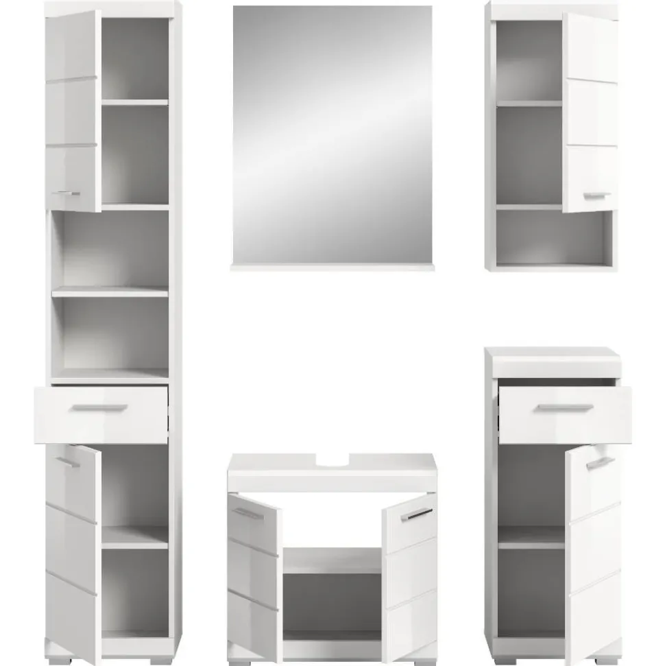 Badblock Möbelset in Weiß - Henriette (fünfteilig)