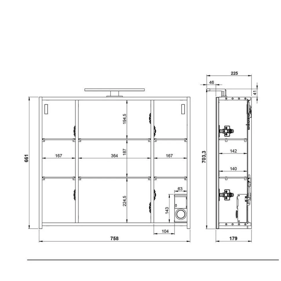 Badeinrichtung in Hellgrau mit Nussbaum - Dolida (vierteilig)