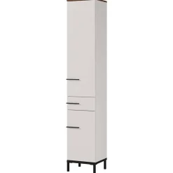 Badeinrichtung in Hellgrau mit Nussbaum - Dolida (vierteilig)