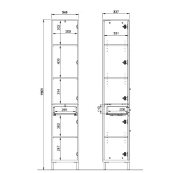 Badeinrichtung in Hellgrau mit Nussbaum - Dolida (vierteilig)