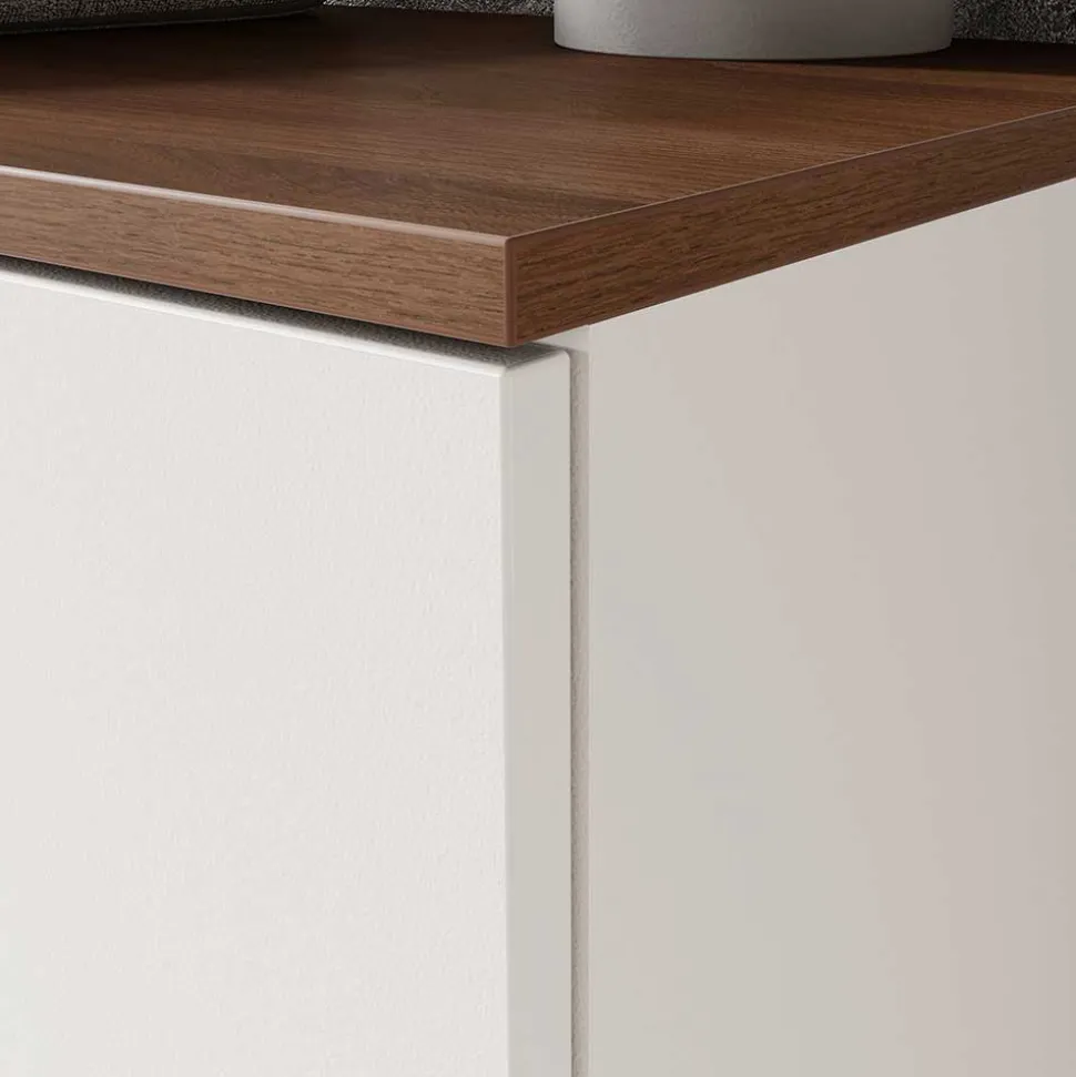 Badeinrichtung in Hellgrau mit Nussbaum - Dolida (vierteilig)