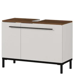 Badeinrichtung in Hellgrau mit Nussbaum - Dolida (vierteilig)